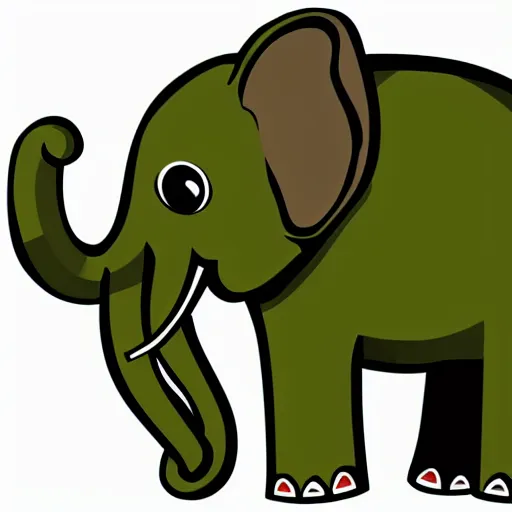 Image similar to a elephant on a green meadow, Anthropomorphized, portrait, highly detailed, colorful, illustration, smooth and clean vector curves, no jagged lines, vector art, smooth