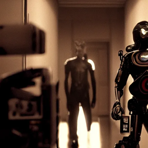 Prompt: movie still of cool cyborg, cinematic composition, cinematic light, by edgar wright and david lynch