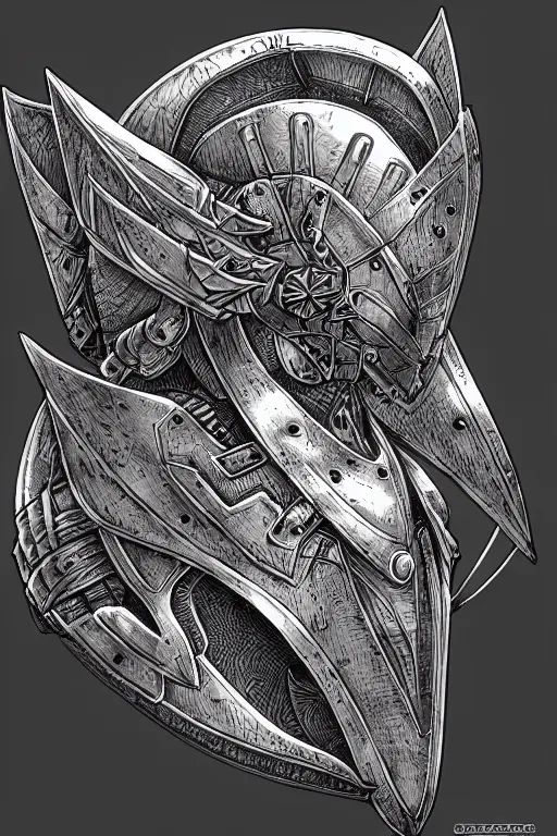 Image similar to armoured warrior, hummingbird helmet, symmetrical, highly detailed, digital art, themed armour, sharp focus, trending on art station, kentaro miura manga art style