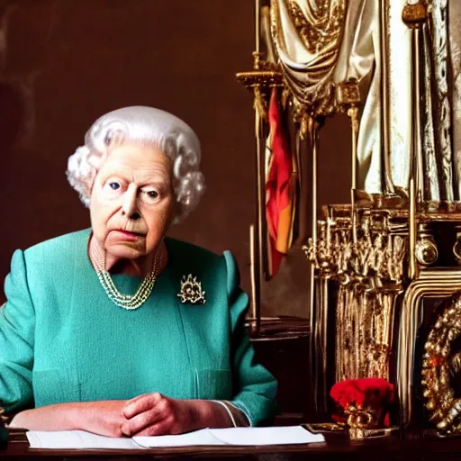 Image similar to david attenborough as queen elizabeth