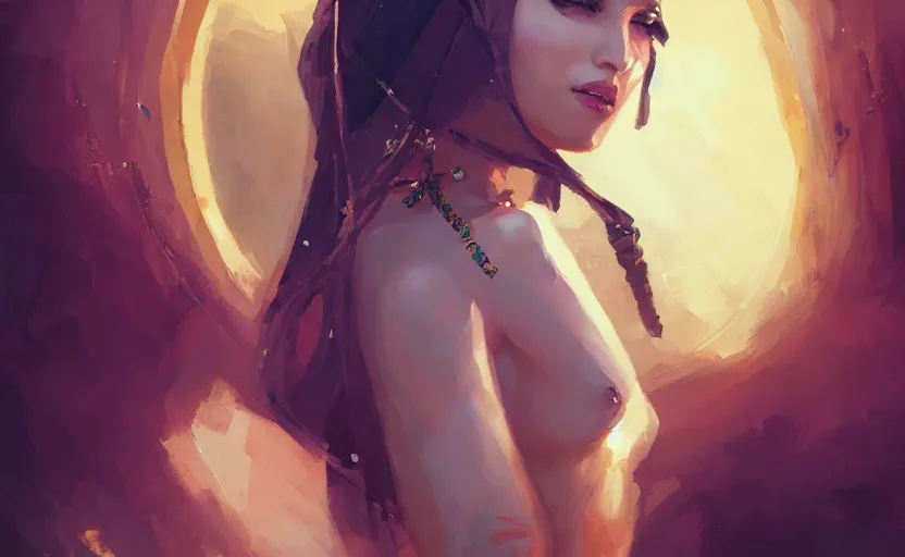 Image similar to A painting of a beautiful Egyptian woman trending on artstation in the style of Greg Rutkowski