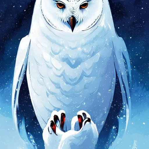 Image similar to a snow owl by anato finnstark, by alena aenami, by john harris, by ross tran, by wlop, by andreas rocha