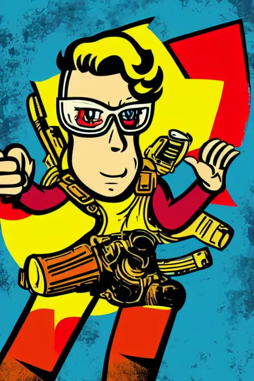 Image similar to fallout 7 6 retro futurist illustration art by butcher billy, sticker, colorful, illustration, highly detailed, simple, smooth and clean vector curves, no jagged lines, vector art, smooth andy warhol style