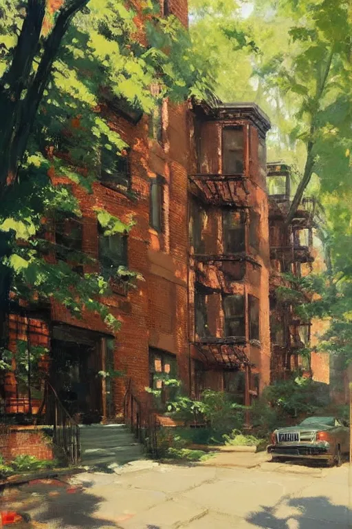 Image similar to (((((a ramshackle manhattan brick brownstone deep in the forest))))) by Gregory Manchess!!!!!!!!!!!!!!!!!!!!!!!!!!!