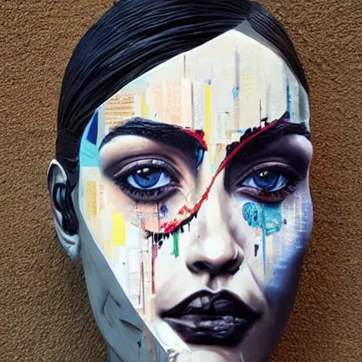 Prompt: a beautiful sculpture portrait designed by Sandra Chevrier