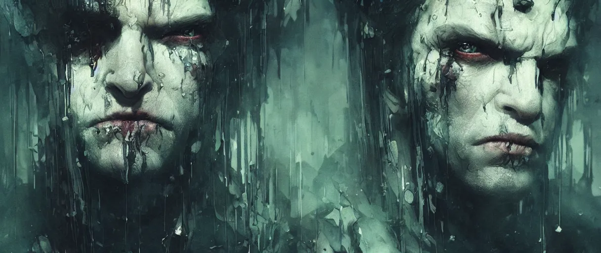 Prompt: portrait of the unseen elder vampire from witcher 3 by emil melmoth zdzislaw beksinki craig mullins yoji shinkawa realistic render ominous detailed photo atmospheric by jeremy mann francis bacon and agnes cecile ink drips paint smears digital glitches glitchart