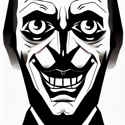 Image similar to bright demonic glowing eyes, digital illustration of secretary of denis mcdonough face, cover art of graphic novel, evil laugh, menacing, Machiavellian puppetmaster, villain, clean lines, clean ink