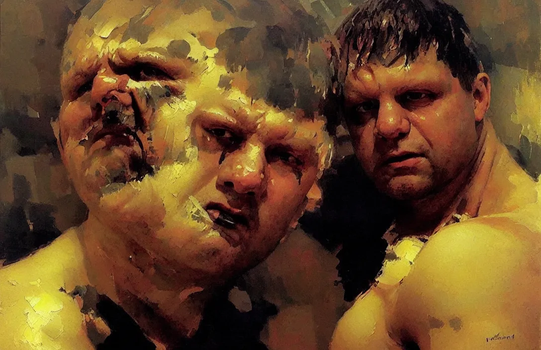 Prompt: fedor emelianenko!!!!!!!!!!!!!!!!!!!!!!!!!!!, detailed face, detailed painting,, epic lighting, by ilya repin, phil hale and kent williams