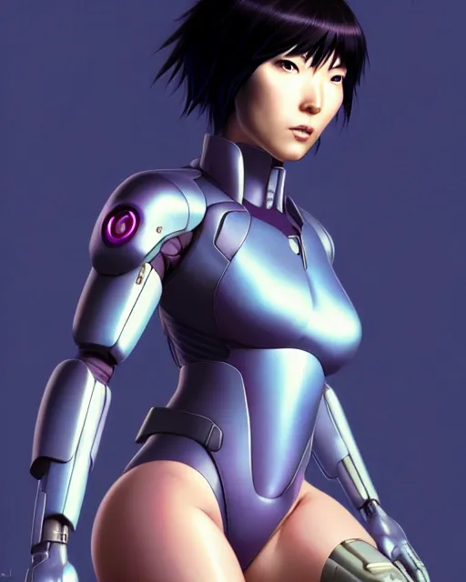 Image similar to weta disney pixar movie still portrait photo of motoko kusanagi ghost in the shell : : as cyborg woman by pixar : : by weta, wlop, ilya kuvshinov, rossdraws, artgerm, marvel, maxim cover, latex, octane render, sweaty, iridescent, bright morning, anime, liosh, mucha : :