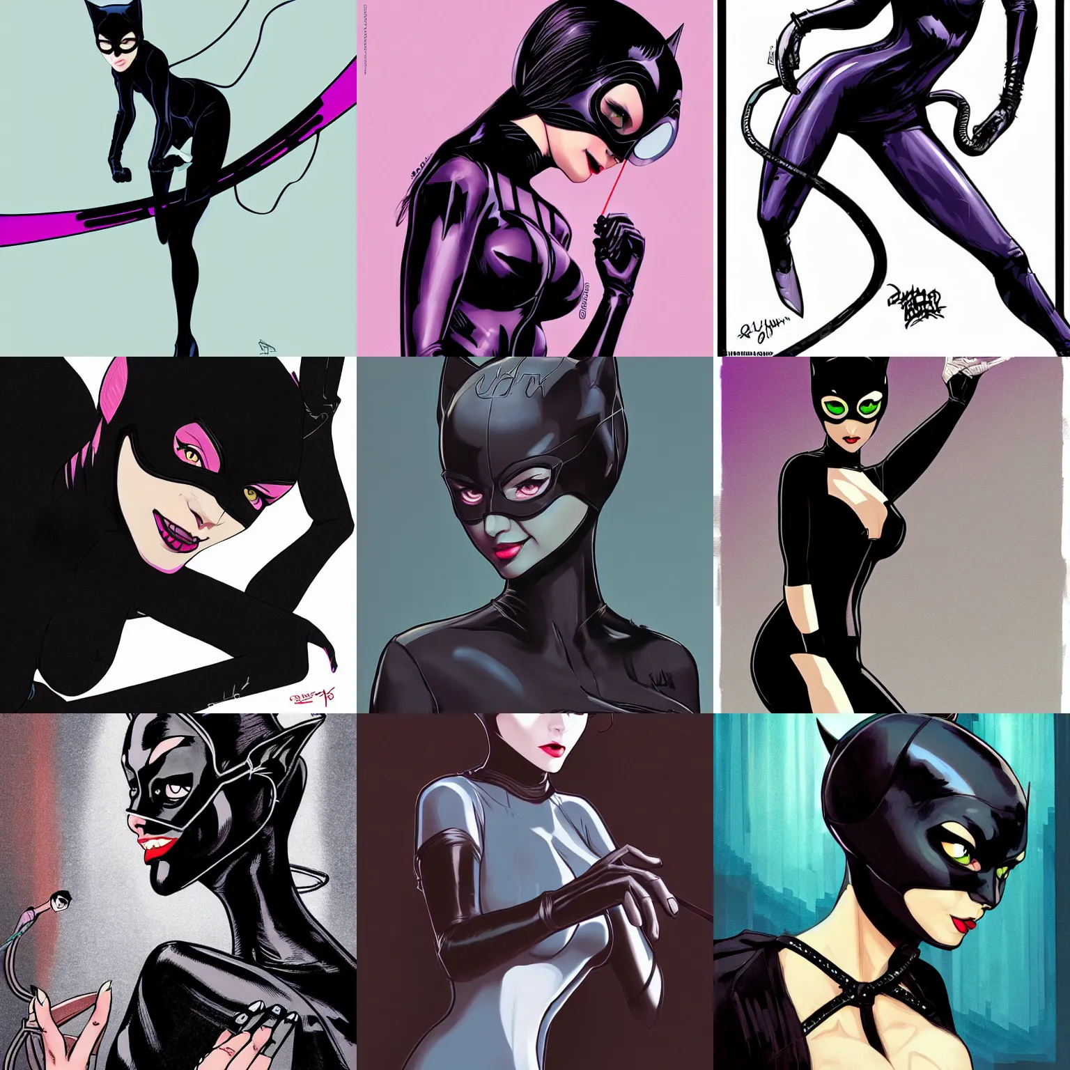 Prompt: catwoman in the style of ilya kuvshinov