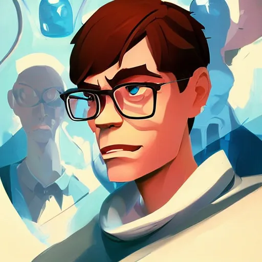 Image similar to face icon stylized minimalist dexter's laboratory, loftis, cory behance hd by jesper ejsing, by rhads, makoto shinkai and lois van baarle, ilya kuvshinov, rossdraws global illumination