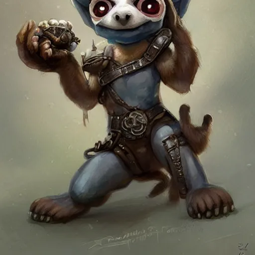 Prompt: cute little anthropomorphic sifaka progenitor wearing boots of the alien, tiny, small, miniature animal, baby animal, short, pale blue armor, cute and adorable, pretty, beautiful, DnD character art portrait, matte fantasy painting, DeviantArt Artstation, by Jason Felix by Steve Argyle by Tyler Jacobson by Peter Mohrbacher, cinematic lighting