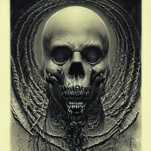 Image similar to ruler of the cosmic shadow realm, detailed, cgi, dark atmosphere, horror, by gustave dore, by emil melmoth, trippy, epic, symmetrical - h 8 3 3