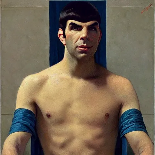 Prompt: portrait of ZACHARY QUINTO SPOCK as a greek statue, (SFW) safe for work, photo realistic illustration by greg rutkowski, thomas kindkade, alphonse mucha, loish, norman rockwell