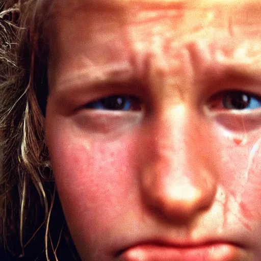 Image similar to a candid extreme closeup portrait of an expressive face of a scared young woman by annie leibovitz