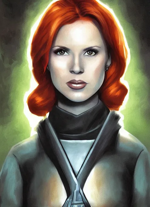 Prompt: mara jade skywalker, from star wars legends books, star wars portrait art