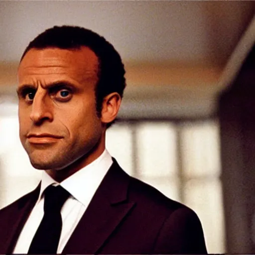 Image similar to african american Emmanuel Macron in American Psycho (1999)