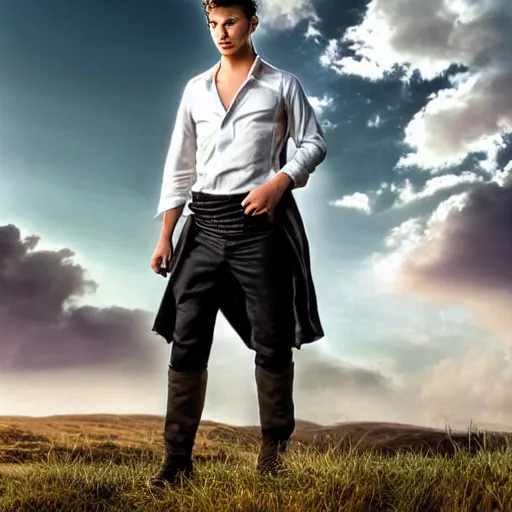 Prompt: a portrait of a young handsome prince, white fringy hair, white shirt, black tunic, smooth, epic clouds, beautiful landscape, backlit, incredible lighting, strong rim light, highly detailed, god rays, digital painting, HDRI, by Heise Jinyao, Heise-Lian Yan Fang, Feimo, Richard Taddei, vivid colors, high contrast, 8k resolution, intricate, photorealistic