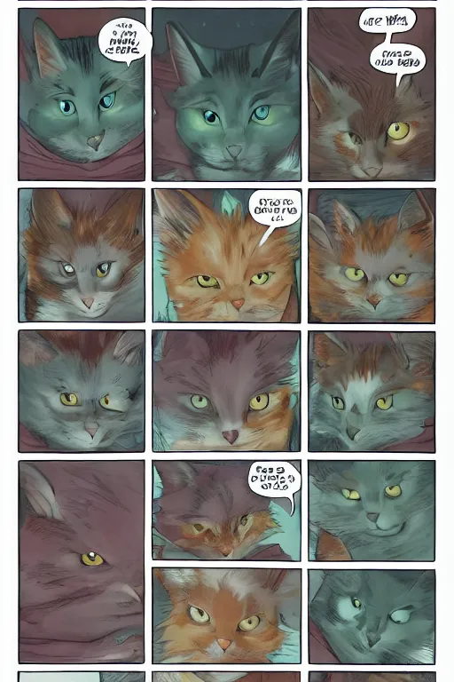 Image similar to a graphic novel comic about warrior cats