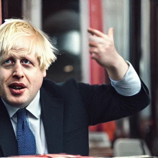 Image similar to boris johnson gigachad, film still