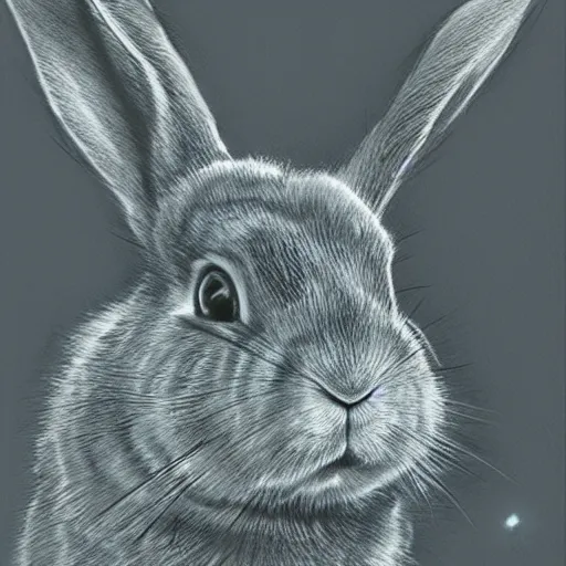 Prompt: rabbit face only, nebula space background, pencil drawing, pastel, by marc simonetti, art station, soft light