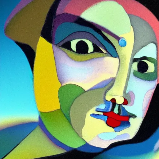 Image similar to random background; painting of a face by Kandinsky with smooth gradients; 3d unreal engine, 4k 3d render