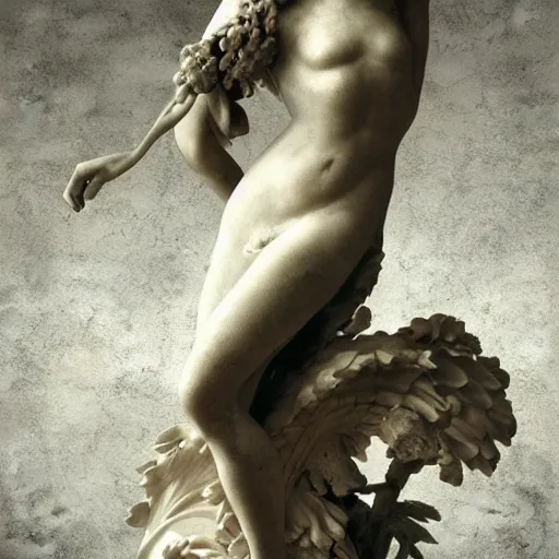 Image similar to sculpture of persephone, goddess of the underworld, made by michelangelo, art station, concept art