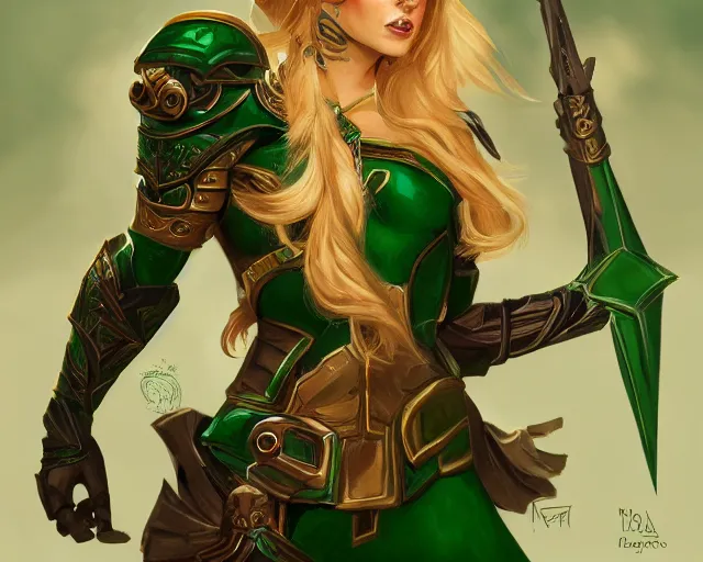 Prompt: A blonde emerald warrior, illustration, in the style of Fernando Juarez, epic, fantasy, intricate, elegant, amazing detail, digital painting, artstation, concept art, smooth, sharp focus, illustration