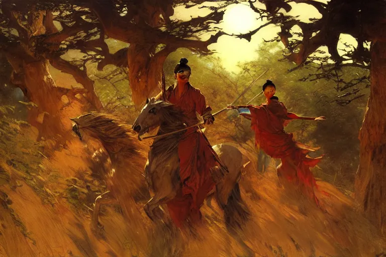 Prompt: wuxia, forest, moonlight, painting by gaston bussiere, craig mullins, j. c. leyendecker