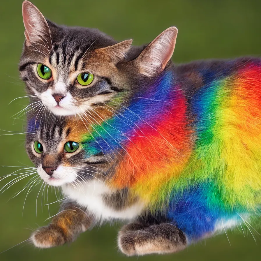 Prompt: a Rainbow cat ready to catch a mouse, ultra realistic, 8K