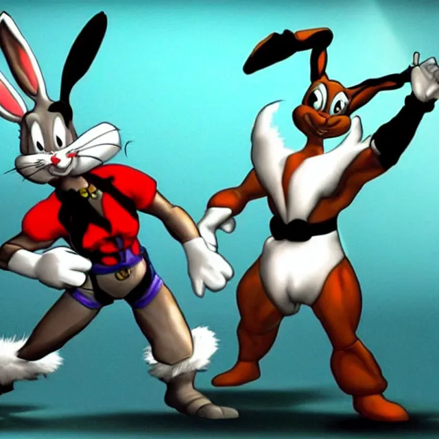 Prompt: bugs bunny in mortal kombat, videogame character