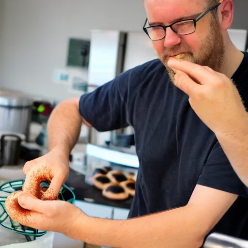 Image similar to Andrew Price, the blender guru, making donuts