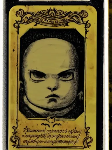 Image similar to creepy pikachu Pokémon card from the 1700s