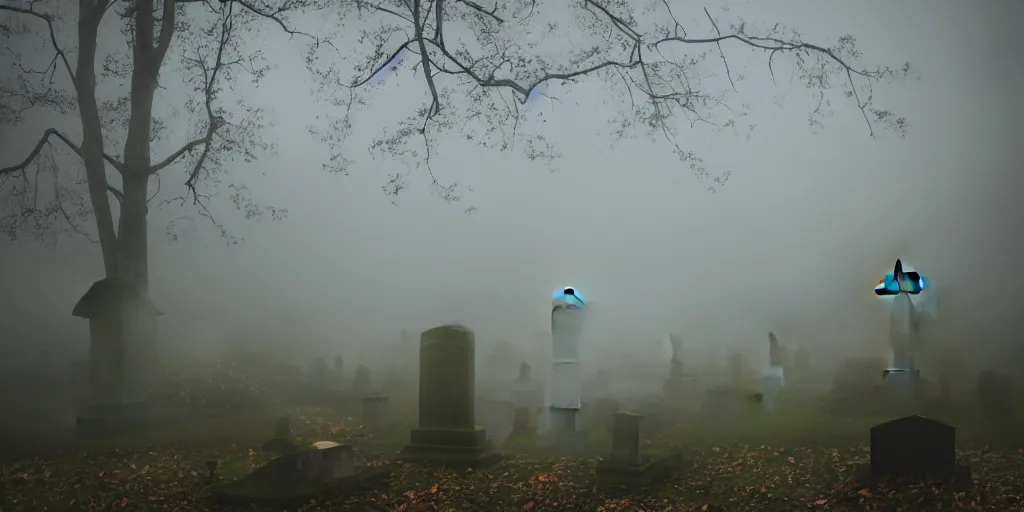 Image similar to creepy weeping transparent female ghostly apparition at a gravestone, horror, Highgate cemetery, tombs, , blanket of fog, rain, volumetric lighting, beautiful, golden hour, sharp focus, ultra detailed, cgsociety