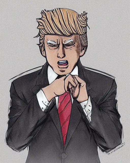 Image similar to an anime portrait of Donald Trump, a portrait of Donald Trump by studio Ghibli and Toei, highly detailed anime portrait, trending on artstationhq