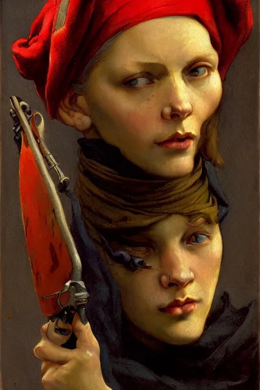 Image similar to full character portrait half - life 2 team fortress 2 video game character art not the girl with the pearl earring character design, painting by gaston bussiere, katsuya terada, nc wyeth, greg rutkowski, craig mullins, vermeer, frank frazetta, mucha, tom of finland, trending on artstation, jeffery catherine jones