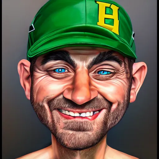 Image similar to Caricature portraits done of Vinny Vinesauce, realistic, hyperrealistic, very realistic, highly detailed, very detailed, extremely detailed, detailed, oil painting, digital art, trending on artstation