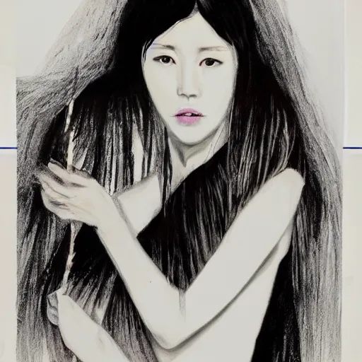 Image similar to Harry Weisburd Artwork Black Wet Hair, Hachishakusama (Eight-Feet-Tall) #One shot - Goddess