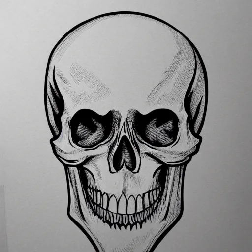 Prompt: lineart drawn skull with 3 sets of jaws