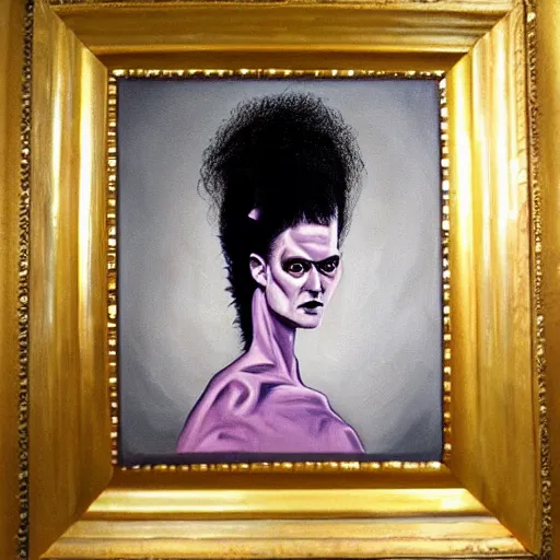 Image similar to Acrylic on canvas portrait of the Bride of Frankenstein