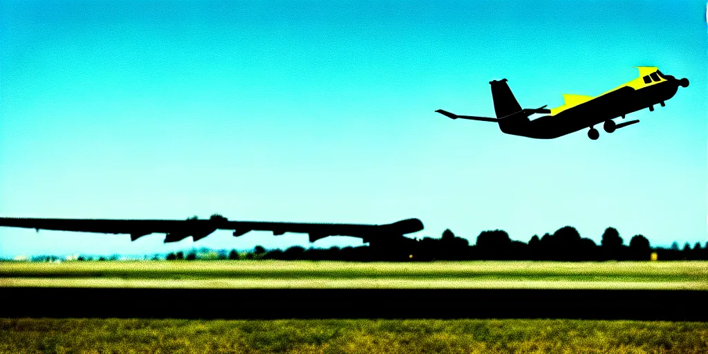 Image similar to photo under flying plane after a take off, photorealistic, kodak 2 5 0, taken in 1 9 9 7, noise, high quality, hd, uhd