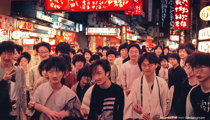 Image similar to masterful photography by haruto hoshi and yang seung woo, young people enjoying night life in kabuki cho japan, full color, shot on cinestill 8 0 0 t with a canon 3 5 mm lens aperture f / 5. 6, very realistic, highly detailed, intricate details