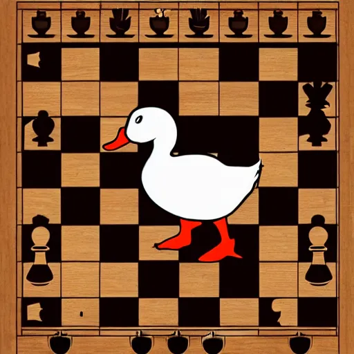 Prompt: duck near chess board