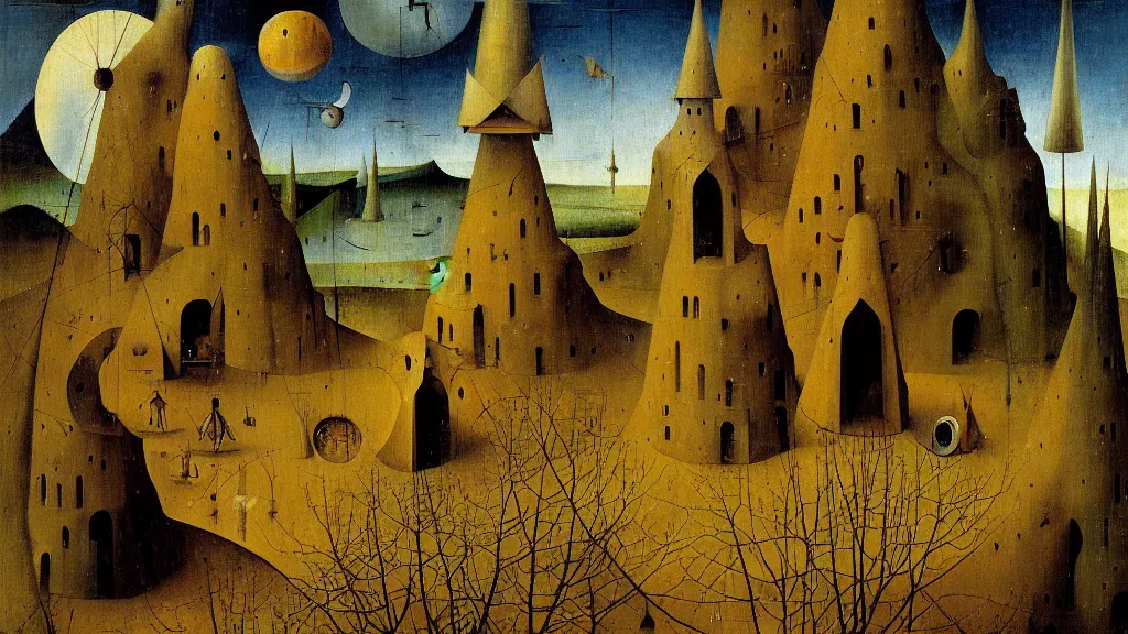 Prompt: a beautiful digital painting of a landscape by remedios varo hieronymus bosch and johfra bosschart