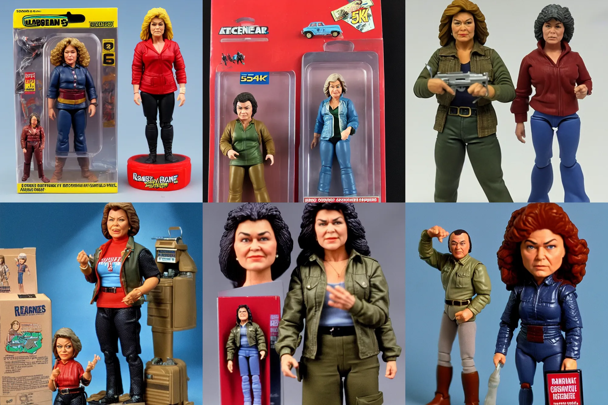 Prompt: Roseanne Barr as a 1980's Kenner style action figure, 5 points of articulation, full body, 4k, highly detailed