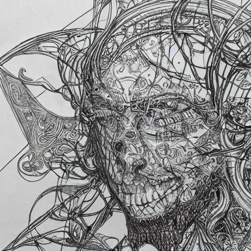 Prompt: burning man, detailed intricate sketch, 4k, illustration, cross hatched, black ink on white paper