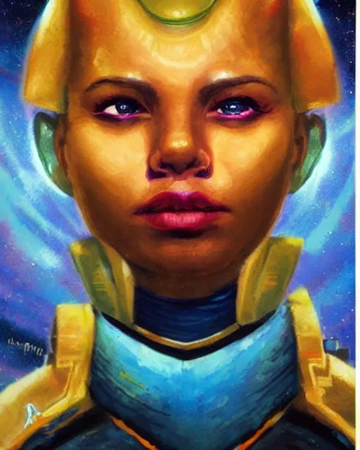 Image similar to Portrait of an Asari as a Starfleet officer by Paul Lehr