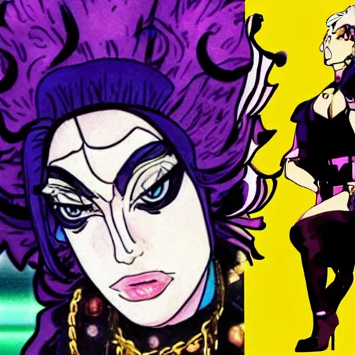 Prompt: lady gaga in jojo bizarre adventure