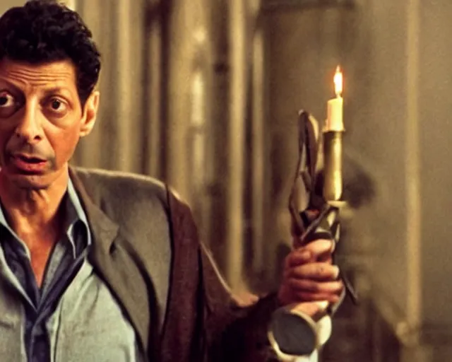 Image similar to jeff goldblum is a wizard in a scene from harry potter