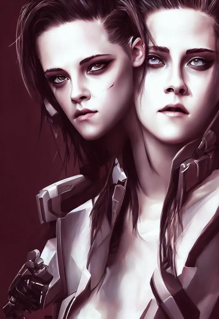 Image similar to portrait cyberpunk Kristen Stewart by Ikeuchi, art by Artgerm, extremely beautiful and proportionate face, sharp focus, hyper detailled, trending on artstation